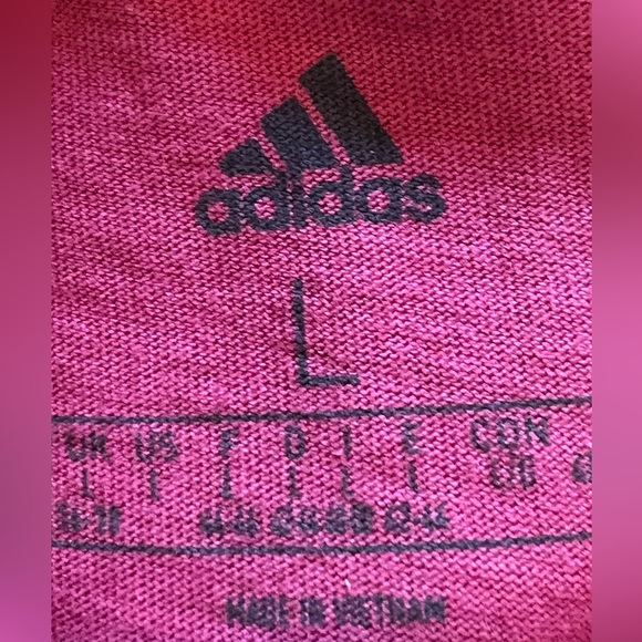 NWOT Women’s sz L Adidas 100% cotton dark pink short sleeve Tee T-shirt - Picture 4 of 5